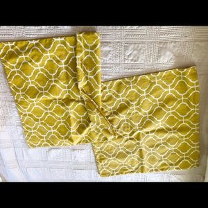 Mustard yellow 20”x 20” zippered pillow covers.